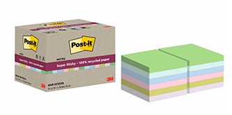 Foglietti Post-it® Super Sticky in carta riciclata in confezione ecologica
